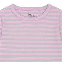 BIRKHOLM Stribet Rib Bluse Meleret Grå & Baby Lyserød